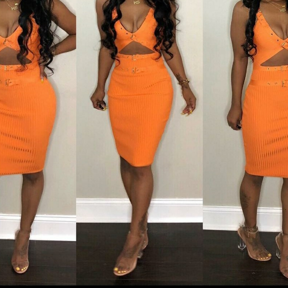 Orange bandage dress